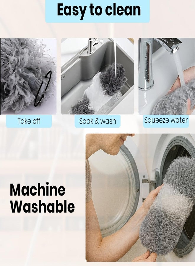 Maxoshine Microfiber Feather Duster | Bendable & Extendable Fan Cleaning Duster | Home Tools Cleaning for High Ceiling Windows Furniture | 100 Inch (Grey & White) - Image 3